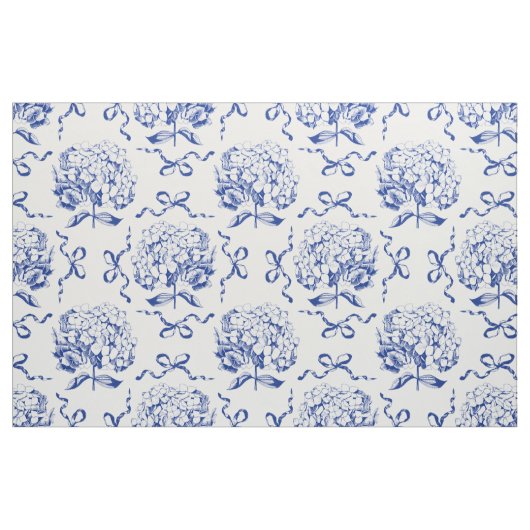 Elegante Vintag Blue Hydrangea Blume Bows Stoff (Fat Quarter (45,7 x 55,9 cm))