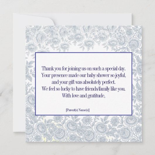 Elegante Vintag Blue Toil Kinderdusche Danke (Vorderseite)