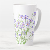 Elegante Vintag Blue Wildblumen Große Latte Tasse (Rechte Ecke)