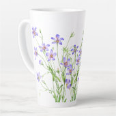 Elegante Vintag Blue Wildblumen Große Latte Tasse (Linke Ecke)