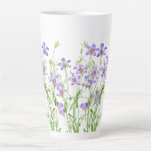 Elegante Vintag Blue Wildblumen Große Latte Tasse (Vorderseite)