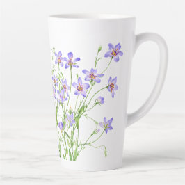 Elegante Vintag Blue Wildblumen Große Latte Tasse