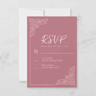Elegante Vintag Blush Mauve Wedding RSVP Karte