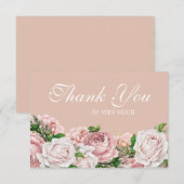 Elegante Vintag Blush Pink Roses Vielen Dank Dankeskarte (Vorne/Hinten)