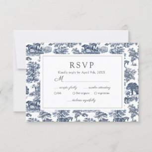 Elegante Vintag Chic Blue Toile Horse RSVP Karte