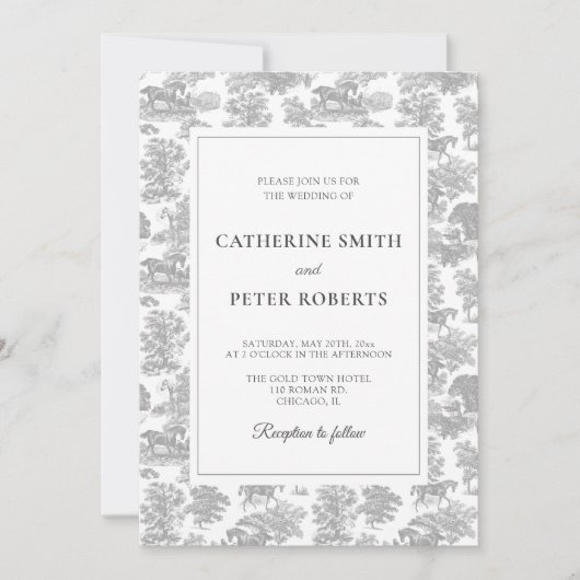 Elegante Vintag-Chic Graue Pferdeausstellung Einladung (Vorderseite)