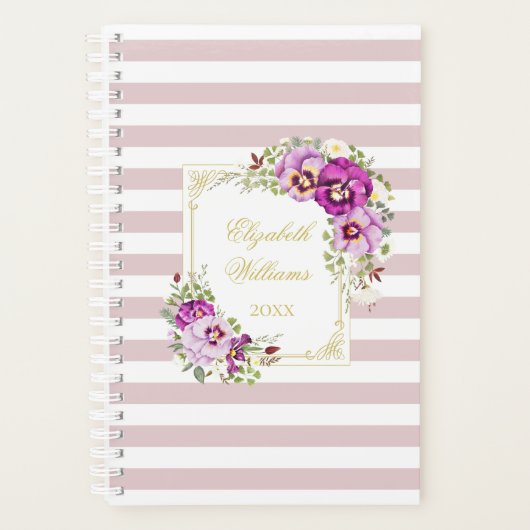 Elegante Vintag Chic Lila Stiefmütterchen Planer (Vorderseite)