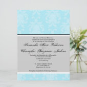 Elegante Vintag Damask Wedding Einladung (Stehend Vorderseite)
