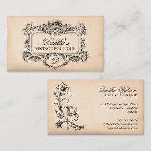 Elegante Vintag Decoration Mode Boutique Visitenkarte