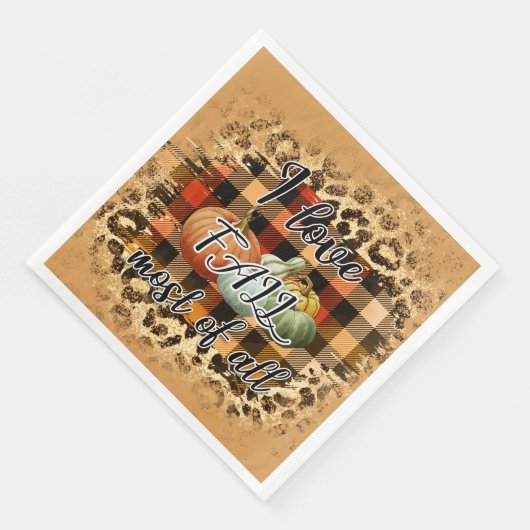 Elegante Vintag Fall Liebe Pumpkin Serviette (Ecke)