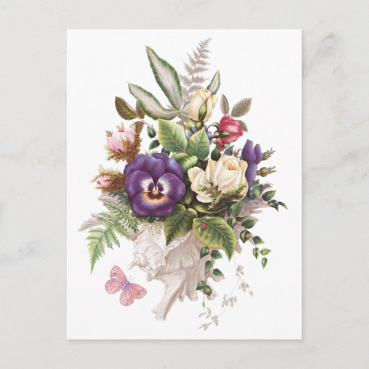 Elegante Vintag Garden Blume Bouquet Postkarte (Vorderseite)