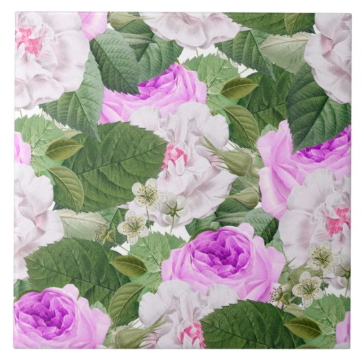 Elegante Vintag Garden Rose Fliese (Vorderseite)