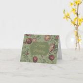 Elegante Vintag Garden Rose Happy Birthday Karte (Gelbe Blume)