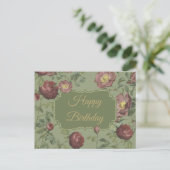 Elegante Vintag Garden Rose Happy Birthday Postkarte (Stehend Vorderseite)