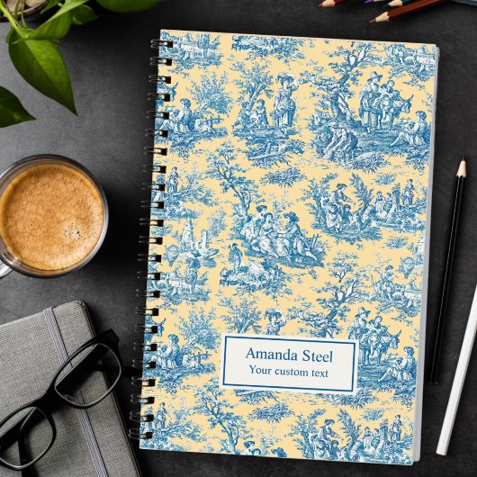 Elegante Vintag-gelbe Jouy-Toile Notizblock