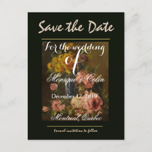 Elegante Vintag-Gelbe Rosa Rosen Save the Date Postkarte