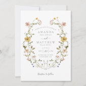 Elegante, Vintag gepresste Blumenzeremonie Einladung (Vorderseite)