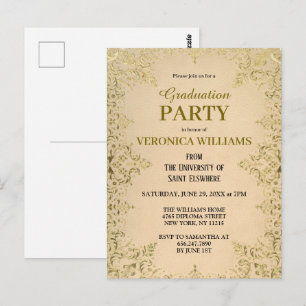 Elegante Vintag Gold 2025 Graduation Party Postkarte