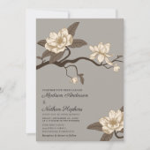Elegante Vintag Gray Magnolia Hochzeit Einladung (Vorderseite)