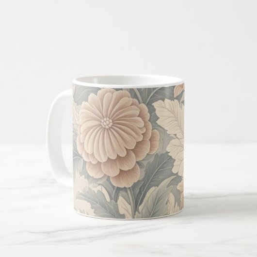 Elegante, Vintag inspiriert Blumenzart Kaffeetasse (Vorderseite Links)