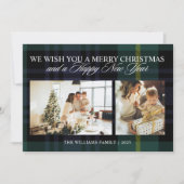 Elegante Vintag Kariert 2 Foto Weihnachten (Vorderseite)