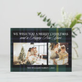 Elegante Vintag Kariert 2 Foto Weihnachten (Stehend Vorderseite)