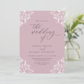 Elegante Vintag Light Mauve Dusty Rose Wedding Einladung (Stehend Vorderseite)