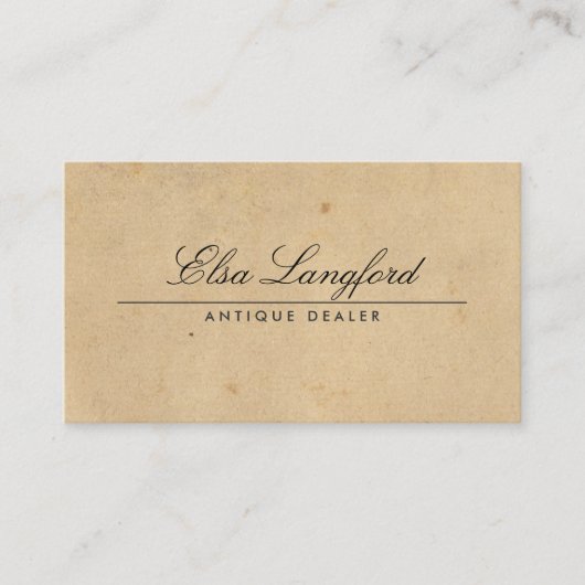 ELEGANTE VINTAG PAPIER-Visitenkarte Visitenkarte (Vorderseite)