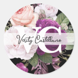 Elegante Vintag Peach Rose Floral Simple Personal Runder Aufkleber