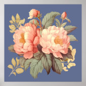 ELEGANTE VINTAG PINK-BLUME POSTER (Vorne)