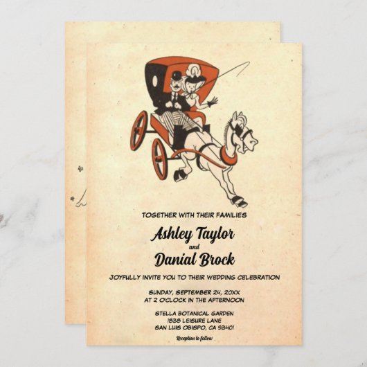 Elegante Vintag Retro 50er Couple Classic Wedding Einladung (Vorne/Hinten)