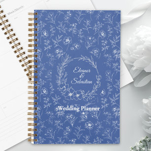 Elegante Vintag Romance Dusty Blue Floral Wedding Planer