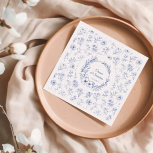 Elegante Vintag Romance Dusty Blue Floral Wedding Serviette