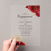 Elegante Vintag-Romantische Rote Rose Engagement P Acryleinladungen (Insitu (Handheld))