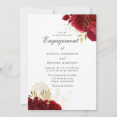 Elegante Vintag-Romantische Rote Rose Engagement P Einladung (Vorderseite)
