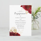 Elegante Vintag-Romantische Rote Rose Engagement P Einladung (Stehend Vorderseite)