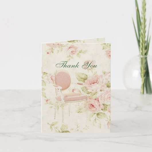 elegante Vintag rosa Rosa Bläserne Hochzeit danke (Vorderseite)