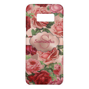 Elegante Vintag rosa Rote Rosen Floral Mit Monogra Case-Mate Samsung Galaxy S8 Hülle