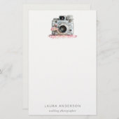 Elegante Vintag-rosafarbene Fotografie Briefpapier (Vorne/Hinten)