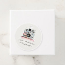 Elegante Vintag-rosafarbene Fotografie Geschenkanhänger