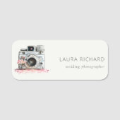 Elegante Vintag-rosafarbene Fotografie Namensschild (Vorderseite)