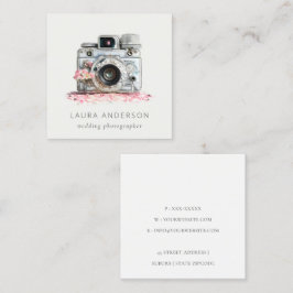 Elegante Vintag-rosafarbene Fotografie Quadratische Visitenkarte