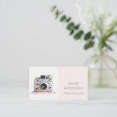 Elegante Vintag-rosafarbene Fotografie Visitenkarte (Stehend Vorderseite)