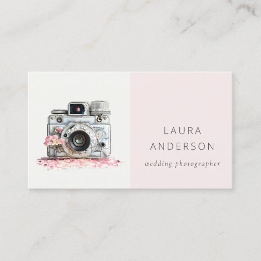 Elegante Vintag-rosafarbene Fotografie Visitenkarte (Vorderseite)