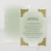 Elegante Vintag Sage Green Gold Details Begleitkarte (Vorne/Hinten)