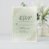 Elegante Vintag Sage Green Gold Hochzeit RSVP Karte (Stehend Vorderseite)