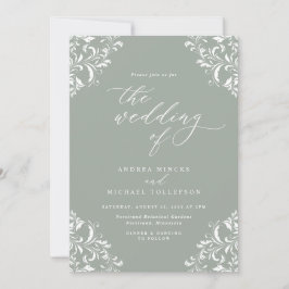 Elegante Vintag Sage Green Wedding Einladung
