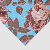 Elegante, Vintag-schicke Kupfer-Rose auf blau Seidenpapier (Detail)