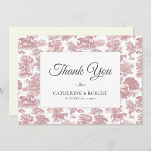 Elegante Vintag-schicke Rosa-Pferdeausstellung Dankeskarte