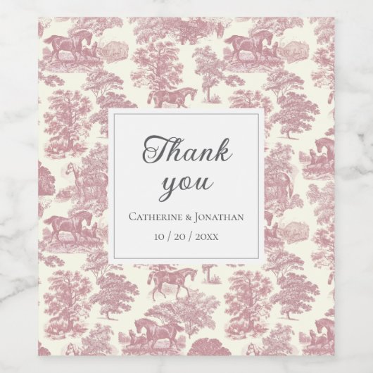 Elegante Vintag-schicke Rosa-Pferdeausstellung Weinetikett (Einzelnes Label)